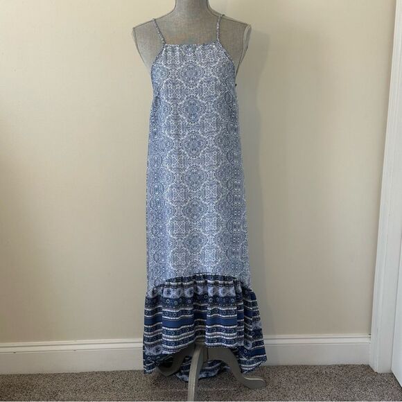 Knox Rose Dresses & Skirts - Knox Rose Blue Tiered Ruffled Dress Sundress SZ S Flowy Feminine Lightweight